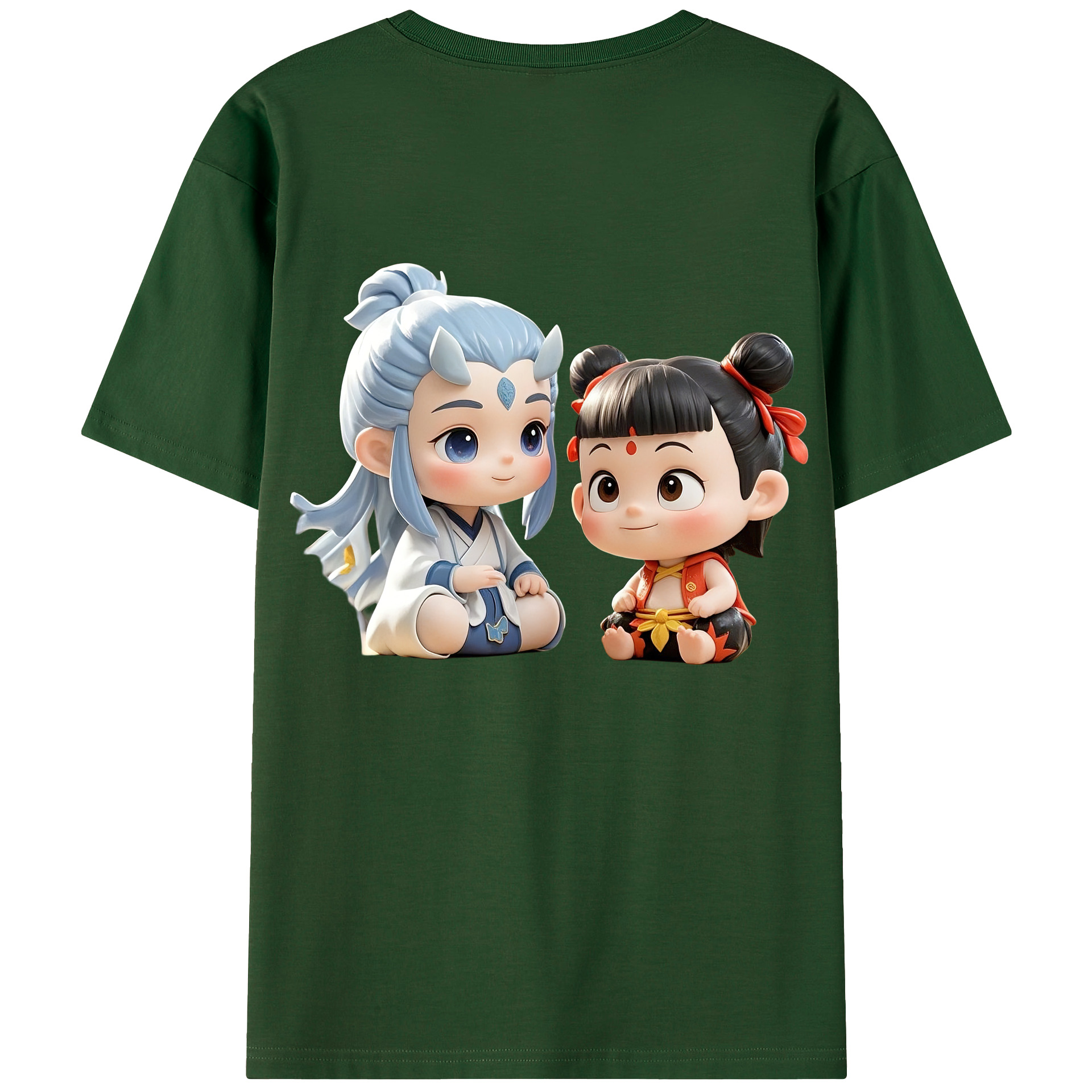 （画像用） Ne Zha 2 ナタ 魔童の大暴れ 綿100％半袖Tシャツ（背面プリント）